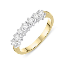 18ct Yellow Gold 0.60ct Diamond Brilliant Cut Half Eternity Ring, FEU-1761.