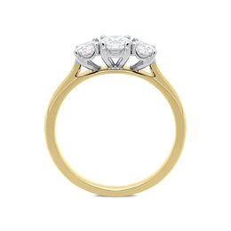 18ct Yellow Gold 0.75ct Diamond Brilliant Cut Trilogy Ring, FEU-1642.