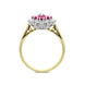 18ct Yellow Gold 0.75ct Ruby Diamond Floral Cluster Ring FEU-1104.