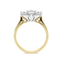 18ct Yellow Gold 1.00ct Diamond Cluster Ring FEU-1779
