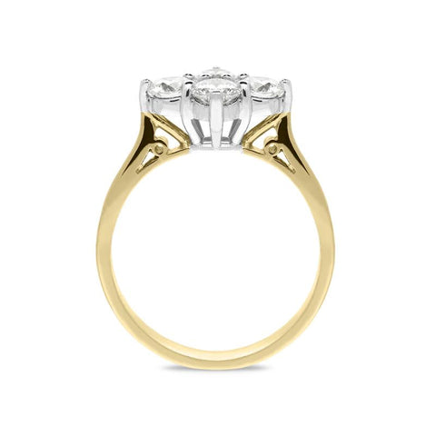 18ct Yellow Gold 1.00ct Diamond Cluster Ring FEU-1779