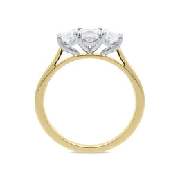 18ct Yellow Gold 1.00ct Diamond Princess Cut Trilogy Ring