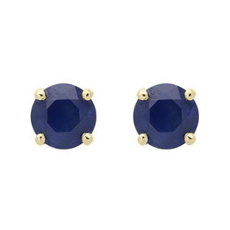 18ct Yellow Gold 1.32ct Sapphire Round Cut Stud Earrings, FEU-1447.