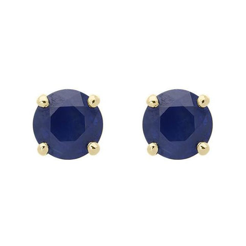 18ct Yellow Gold 1.32ct Sapphire Round Cut Stud Earrings, FEU-1447.