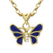 18ct Yellow Gold Diamond Blue Enamel House Style Butterfly Necklace P2939C
