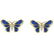 18ct Yellow Gold Diamond Blue Enamel House Style Butterfly Stud Earrings E2216