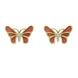 18ct Yellow Gold Diamond Red Enamel House Style Butterfly Stud Earrings E2217