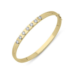 18ct Yellow Gold Diamond Seven Stone Hinged Bangle, PJW-009.