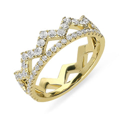 18ct Yellow Gold Diamond Zigzag Stacking Ring, R1143.