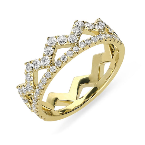 18ct Yellow Gold Diamond Zigzag Stacking Ring, R1143.