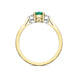 18ct Yellow Gold Emerald Diamond Trilogy Ring, FEU-1136.