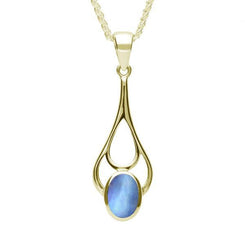 18ct Yellow Gold Moonstone Oval Spoon Necklace, P161.