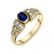 18ct Yellow Gold Sapphire Diamond Oval Cut Claw Set Ring, 007334.
