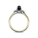 18ct Yellow Gold Whitby Jet Diamond Round Claw Set Ring. R1113.