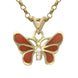 18ct Yellow Gold Diamond Red Enamel House Style Butterfly Necklace P2940