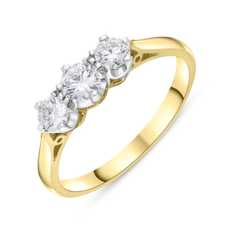 18ct Yellow Gold 0.50ct Diamond Three Stone Ring