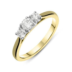 18ct Yellow Gold 0.50ct Diamond Trilogy Ring, FEU-545.