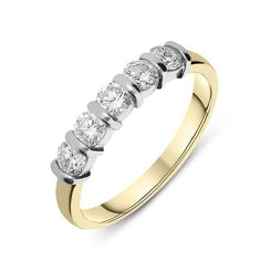 18ct Yellow & White Gold 0.73ct Diamond Bar Set Half Eternity Ring, 13360K38.
