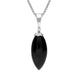 18ct White Gold Whitby Jet Diamond Cluster Drop Necklace, P3313.
