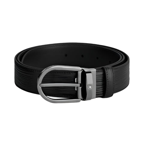 Montblanc Horseshoe Buckle Black 35mm Leather Belt