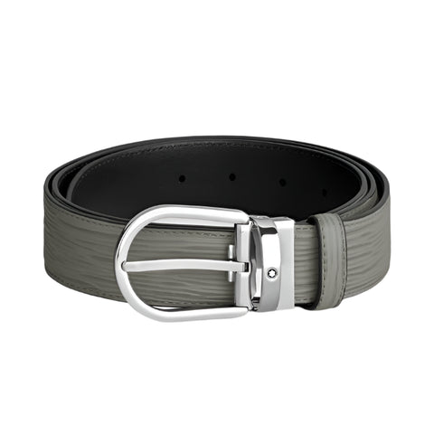 Montblanc Horseshoe Buckle Medium Grey 35mm Leather Belt