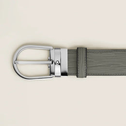 Montblanc Horseshoe Buckle Medium Grey 35mm Leather Belt