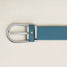Montblanc Horseshoe Buckle Smokey Blue 35mm Leather Belt