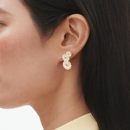 Georg Jensen Daisy 18ct Yellow Gold Plated White Enamel Earrings