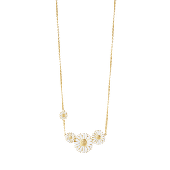 Georg Jensen Daisy 18ct Yellow Gold Plated White Enamel Necklace