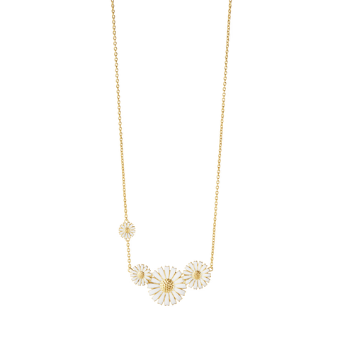 Georg Jensen Daisy 18ct Yellow Gold Plated White Enamel Necklace