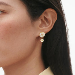 Georg Jensen Daisy 18ct Yellow Gold Plated White Enamel Double Earrings