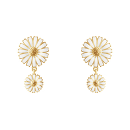 Georg Jensen Daisy 18ct Yellow Gold Plated White Enamel Double Earrings