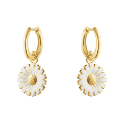 Georg Jensen Daisy 18ct Yellow Gold Plated White Enamel Earrings