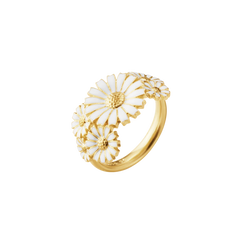 Georg Jensen Daisy 18ct Yellow Gold Plated White Enamel Layered Ring
