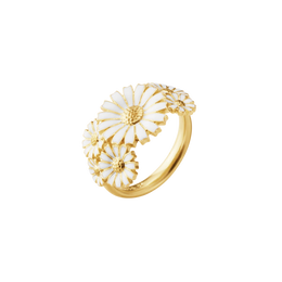 Georg Jensen Daisy 18ct Yellow Gold Plated White Enamel Layered Ring
