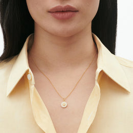 Georg Jensen Daisy 18ct Gold Plated Diamond and White Enamel Necklace