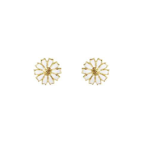 Georg Jensen Daisy 18ct Yellow Gold White Enamel Stud Earrings