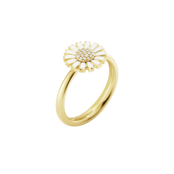 Georg Jensen Daisy 18ct Gold Plated Diamond and White Enamel Ring