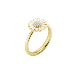 Georg Jensen Daisy 18ct Gold Plated Diamond and White Enamel Ring