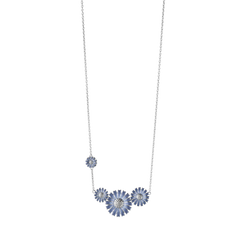 Georg Jensen Daisy Rhodium Plated Sterling Silver Blue Enamel Necklace