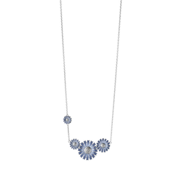 Georg Jensen Daisy Rhodium Plated Sterling Silver Blue Enamel Necklace