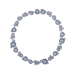 Georg Jensen Daisy Rhodium Plated Sterling Silver Blue Enamel Necklace