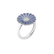 Georg Jensen Rhodium Plated Sterling Silver Blue Enamel Daisy Ring