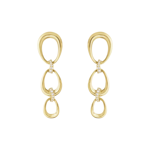 Georg Jensen Offspring 18ct Yellow Gold 0.11ct Diamond Drop Earrings