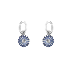 Georg Jensen Daisy Rhodium Plated Sterling Silver Blue Enamel Earrings