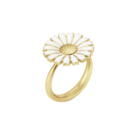 Georg Jensen Daisy 18ct Yellow Gold Plated White Enamel Ring