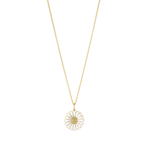 Georg Jensen Daisy 18ct Gold Plated White Enamel Necklace