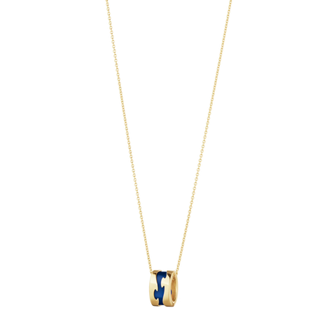 Georg Jensen Fusion 18ct Yellow Gold Blue HyCeram Necklace