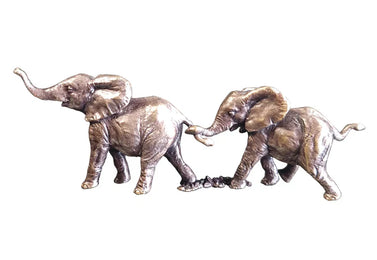 Art In Bronze Miniature Elephant Pair Figurine