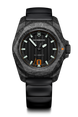 Black Victorinox watch with detailed face on a white background